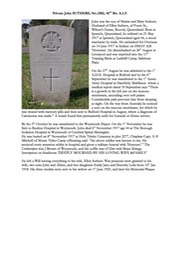 Death 1917 John SUTHERS Grave Number 3382 History from Weymouth Anzacs