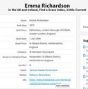 Death 1944 Emma Richardson 1st wife of Charles Skeggs 