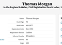 Death 1953 Thomas Morgan son of Thomas Morgan from Monkland