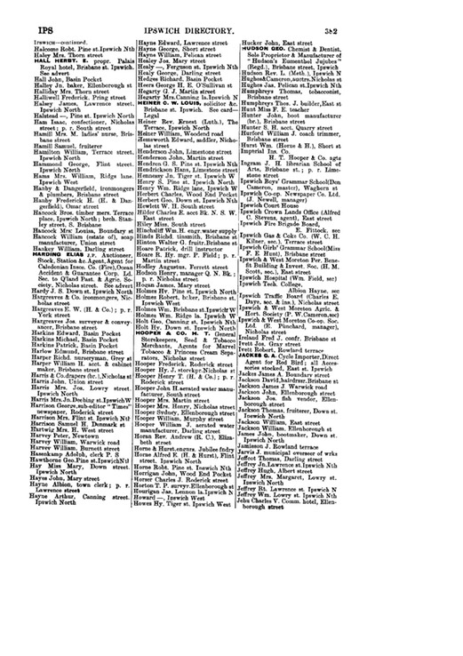 Electoral Roll 1900 David Jackson listed as hairdresser in Brisbane St