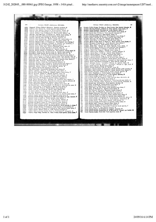 Electoral Roll 1949 Gertrude Skeggs at 11 Smith St Charles died, mavis and Beryl married