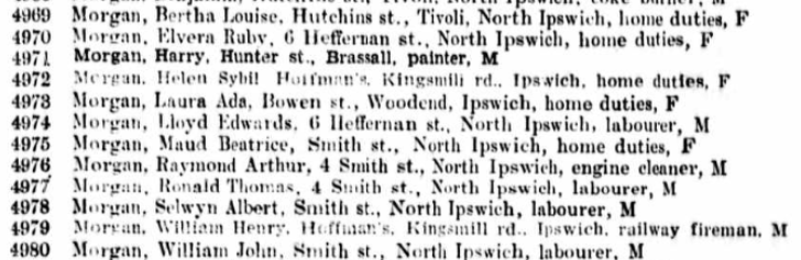 Electoral Roll 1954 Raymond Arthur Morgan at 4 Smith St