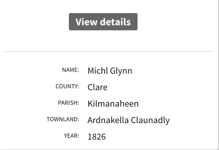 Land 1826 Michael Glynn at Ardnaculla Kilshanny