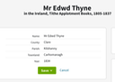 Land 1834 Edward Thynne in Carrowmanagh Kilshanny