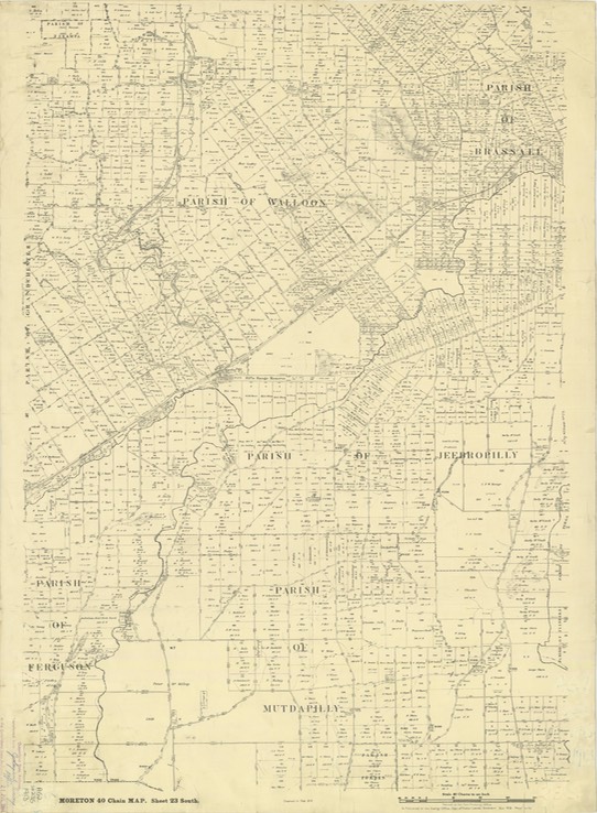 Land 1852 John Morgan 1852 and map of 52 acres at 7 mile creek 