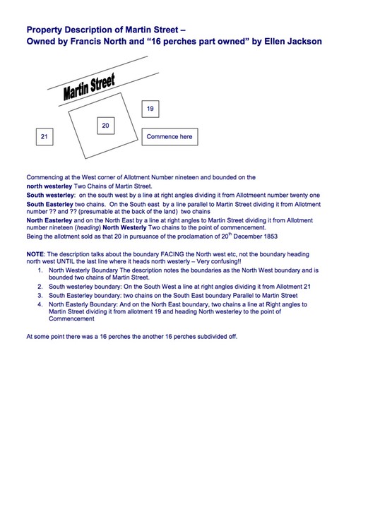 Land 1856 Martin Street Description Francis North and Ellen Jackson
