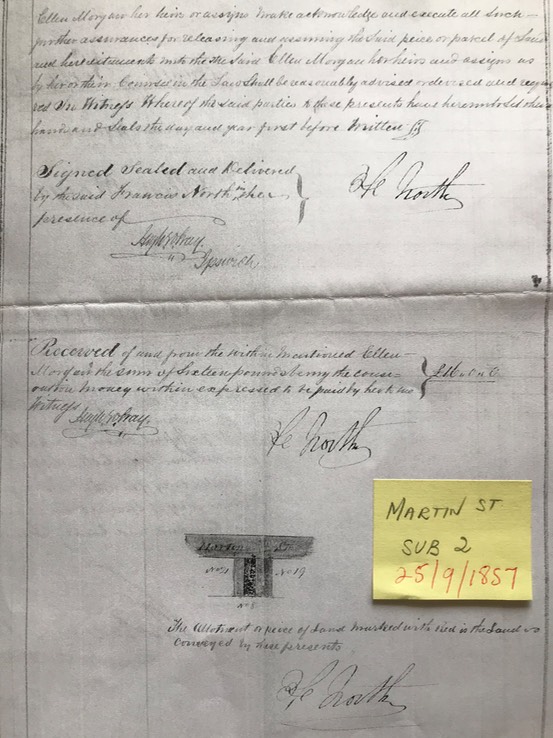 Land 1857 Ellen Morgan purchases 19 Martin St from Francis North page 2