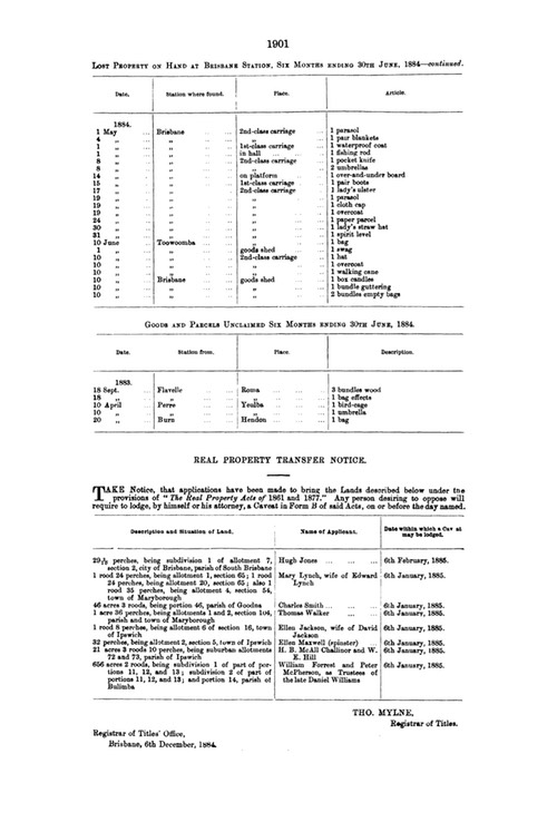 Land 1884 Ellen Jackson Allotment 6 section 16 1rood 8 perches in Ipswich