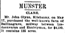 Land 1900 John Glynn buys Ballinagrave on May 17th noted in The Catholic Journal