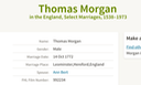 Marriage 1772 Thomas Morgan to Ann Bert in Leominster Possible parents to John Morgan born 1775