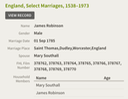 Marriage 1785 James Robinson to Mary Southall 1st Sep 1785 in Dudley