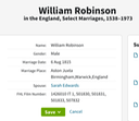 Marriage 1815 William Robinson to Sarah Edwards in Aston Juxta Birmingham