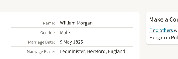 Marriage 1825 William Morgan to Ann Bedward 9th May 1825