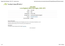 MARRIAGE 1826 John Bell and Elizabeth Fairbank at Cuckney