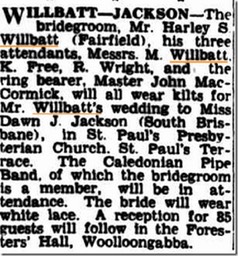 Marriage 1949 Harley Wilbatt Marriage to Dawn Jackson in Trove 10th Sept 1949