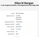 Marriage 1942 Ellen M Morgan to Eric Ward in Shropshire