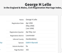 Marriage 1958 George H Lello to Edith H Barnett