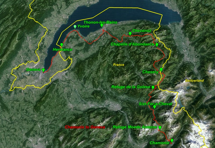 Google Earth DETAILED Chamonix to Geneva 