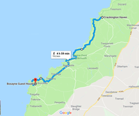 Route Map Crackington Haven to Tintagel