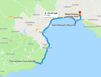 Route Map Lamorna to Marazion