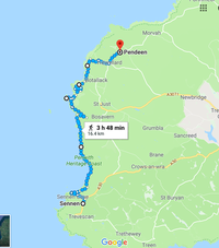 Route Map Pendeen to Sennen