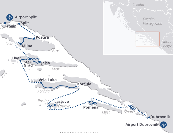 A map of Ian's cycle rout Croatia 2024